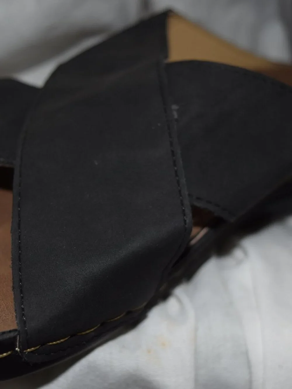Sugar Foot Bandy Slide Sandals Black Two Cross Straps Flat~ Women’s Size 12
